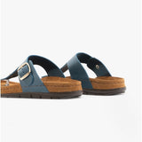 Rohde 5860 Womens Leather Mule Sandals Blue Jeans