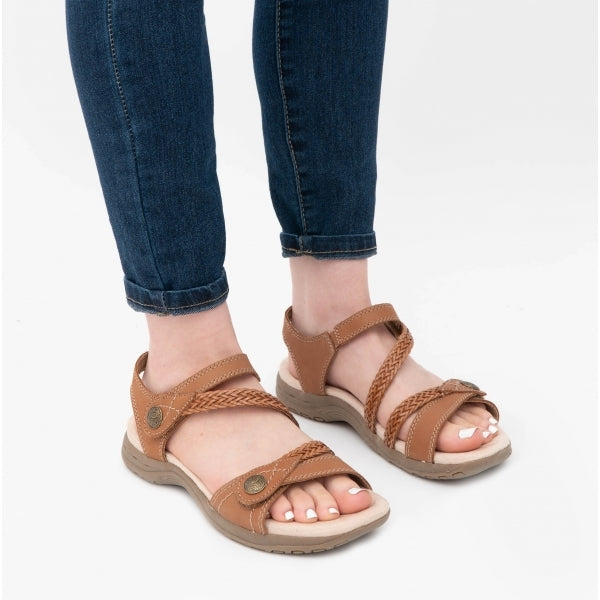 Free Spirit MALIBU Womens Leather Touch Fasten Sandals Walnut