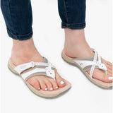 Free Spirit JULIET Womens Leather Toe Post Sandals White Beige