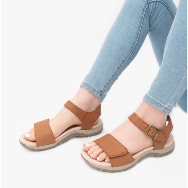 Free Spirit MAINE Womens Leather Touch Fasten Sandals Walnut