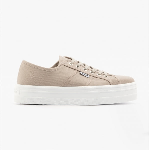 Victoria BARCELONA Womens Platform Canvas Trainers Beige