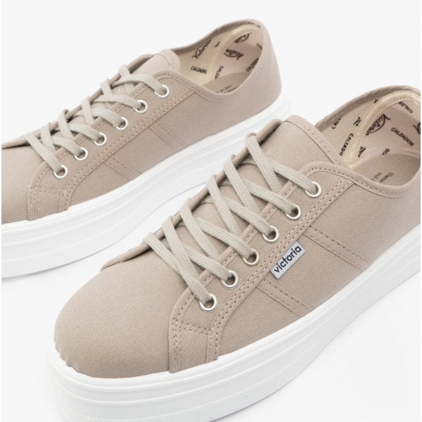 Victoria BARCELONA Womens Platform Canvas Trainers Beige