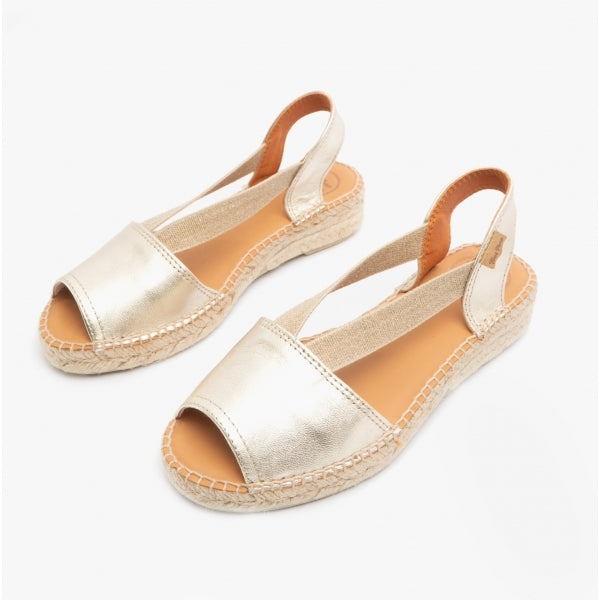 Toni Pons ETNA Womens Leather Espadrille Sandals Platinum