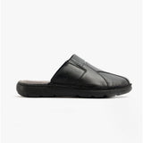 Hush Puppies CARSON Mens Leather Mule Slippers Black