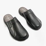 Hush Puppies CARSON Mens Leather Mule Slippers Black