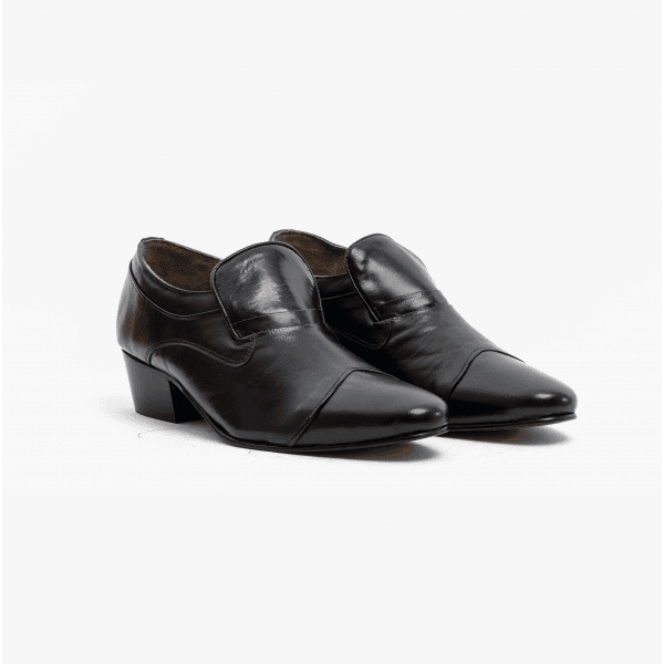 Club Cubano CARLUCCIO Mens Leather Cuban Heel Shoes Black