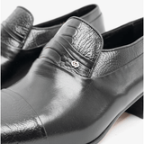 Club Cubano VALENCIA Mens Soft Leather Reptile Cuban Heel Shoes Black