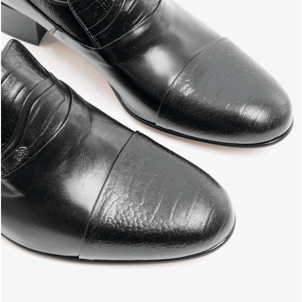 Club Cubano VALENCIA Mens Soft Leather Reptile Cuban Heel Shoes Black