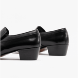 Club Cubano VALENCIA Mens Soft Leather Reptile Cuban Heel Shoes Black