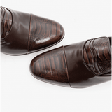 Club Cubano VALENCIA Mens Soft Leather Reptile Cuban Heel Shoes Dark Brown