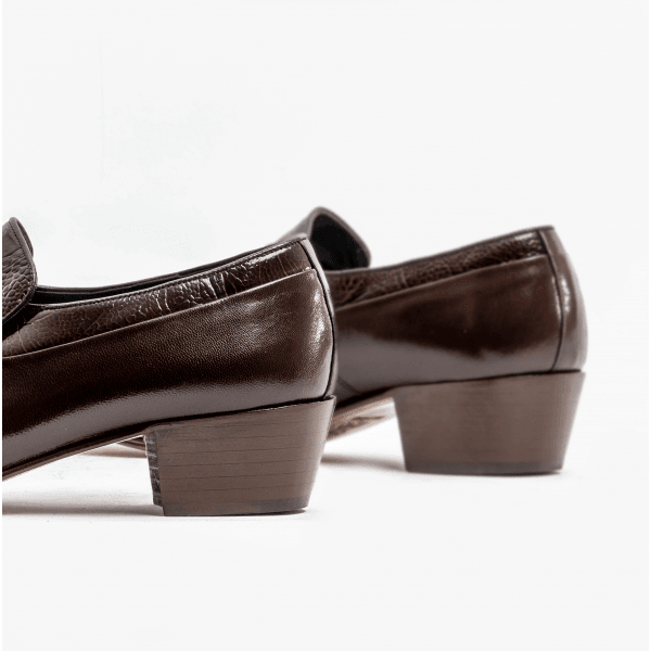 Club Cubano VALENCIA Mens Soft Leather Reptile Cuban Heel Shoes Dark Brown