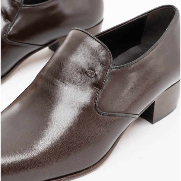 Club Cubano BILBAO Mens Soft Leather Plain Cuban Heel Shoes Dark Brown