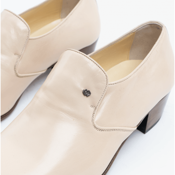 Club Cubano BILBAO Mens Soft Leather Plain Cuban Heel Shoes Ivory