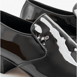 Club Cubano BILBAO Mens Patent Leather Plain Cuban Heel Shoes Black