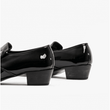 Club Cubano BILBAO Mens Patent Leather Plain Cuban Heel Shoes Black