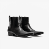 Club Cubano BRUNO Mens Leather Cuban Heel Pointed Boots Black