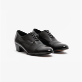 Club Cubano CORDOBA Mens Soft Leather Lace-Up Cuban Heel Oxford Shoes Black