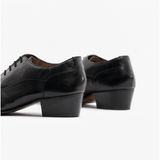 Club Cubano CORDOBA Mens Soft Leather Lace-Up Cuban Heel Oxford Shoes Black