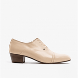 Club Cubano CORDOBA Mens Soft Leather Lace Up Cuban Heel Oxford Shoes Ivory
