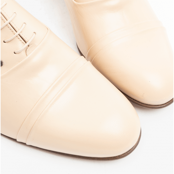 Club Cubano CORDOBA Mens Soft Leather Lace Up Cuban Heel Oxford Shoes Ivory