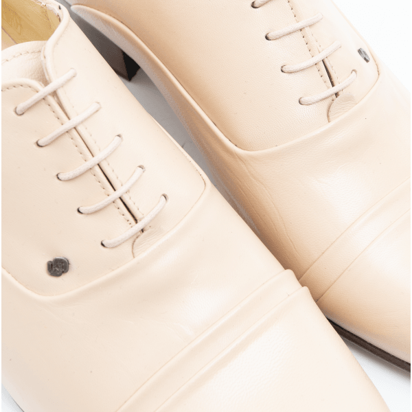 Club Cubano CORDOBA Mens Soft Leather Lace Up Cuban Heel Oxford Shoes Ivory