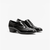 Club Cubano CORDOBA Mens Patent Leather Lace Up Cuban Heel Oxford Shoes Black