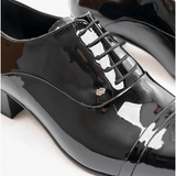 Club Cubano CORDOBA Mens Patent Leather Lace Up Cuban Heel Oxford Shoes Black