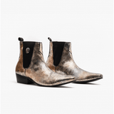 Club Cubano HUGO Mens Leather Cuban Heel Boots Gold Snake