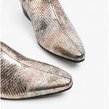 Club Cubano HUGO Mens Leather Cuban Heel Boots Gold Snake