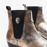 Club Cubano HUGO Mens Leather Cuban Heel Boots Gold Snake