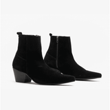 Club Cubano LENNON Mens Suede Winklepicker Cuban Heel Boots Black