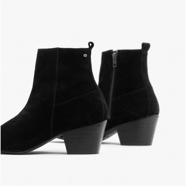 Club Cubano LENNON Mens Suede Winklepicker Cuban Heel Boots Black