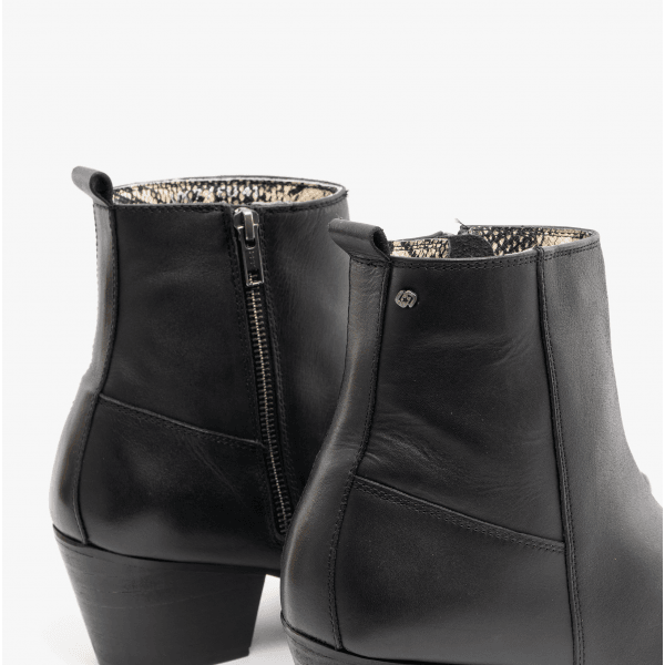 Club Cubano LENNON Mens Leather Winklepicker Cuban Heel Boots Black