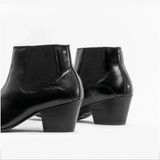 Club Cubano McCARTNEY Mens Leather Winklepicker Cuban Heel Boots Black