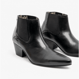 Club Cubano McCARTNEY Mens Leather Winklepicker Cuban Heel Boots Black