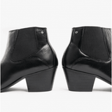 Club Cubano McCARTNEY Mens Leather Winklepicker Cuban Heel Boots Black