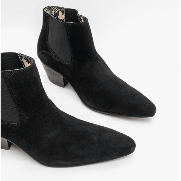 Club Cubano McCARTNEY Mens Suede Winklepicker Cuban Heel Boots Black