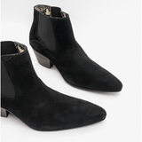 Club Cubano McCARTNEY Mens Suede Winklepicker Cuban Heel Boots Black