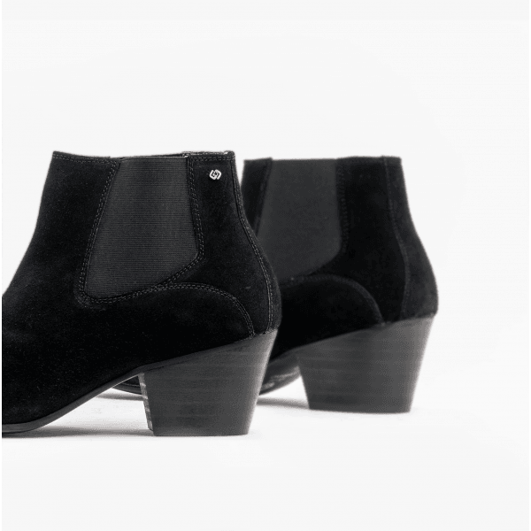 Club Cubano McCARTNEY Mens Suede Winklepicker Cuban Heel Boots Black