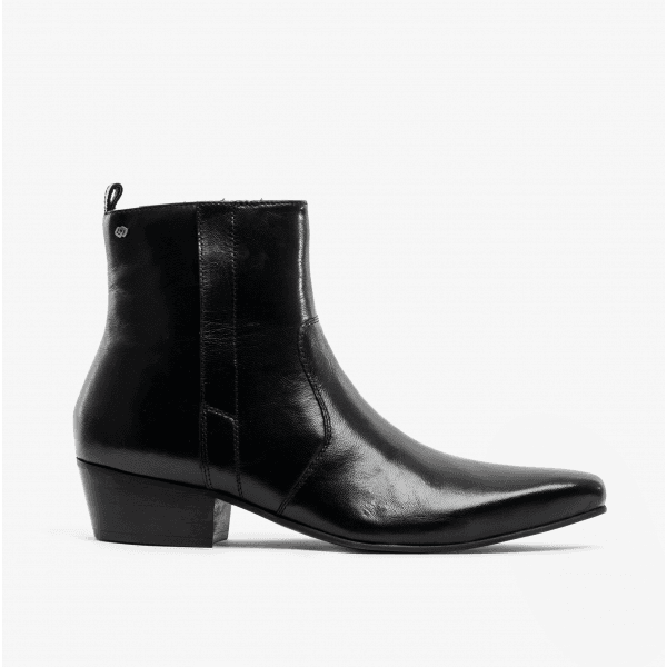 OLIVIER Mens Leather Winklepicker Boots Black