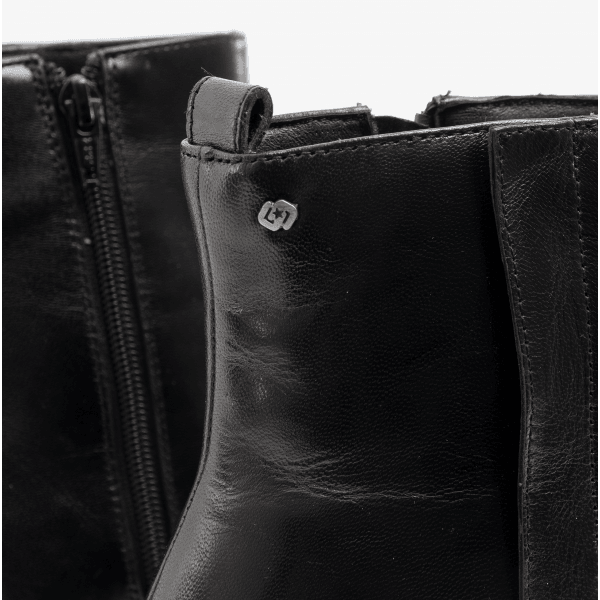 OLIVIER Mens Leather Winklepicker Boots Black