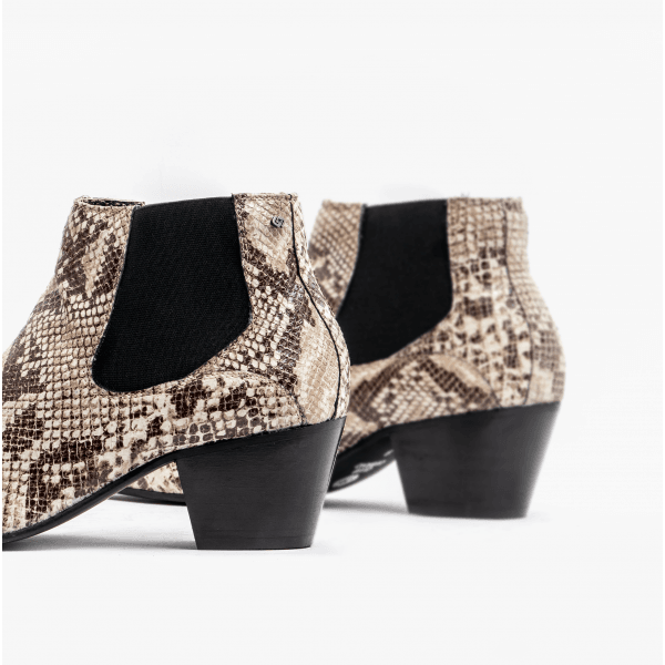 Club Cubano McCARTNEY Mens Leather Winklepicker Cuban Heel Boots Python