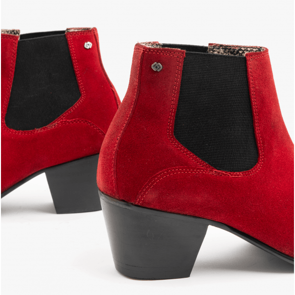 Club Cubano McCARTNEY Mens Suede Winklepicker Cuban Heel Boots Red
