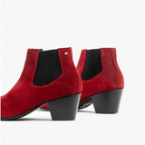 Club Cubano McCARTNEY Mens Suede Winklepicker Cuban Heel Boots Red