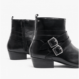 Club Cubano RODRIGO Mens Cuban Heel Winklepicker Buckle Boots Black