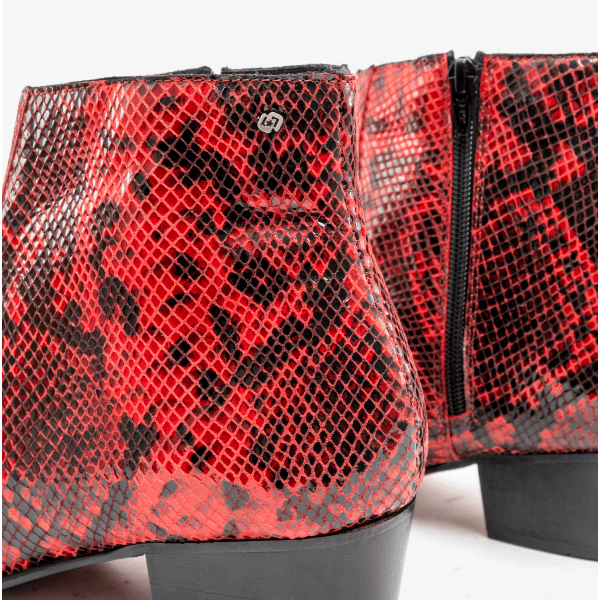 Club Cubano ROMARIO Mens Leather Cuban Heel Boots Python Red