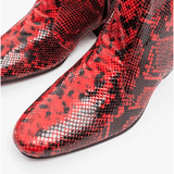 Club Cubano ROMARIO Mens Leather Cuban Heel Boots Python Red