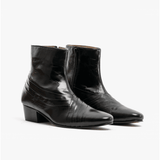 Club Cubano SALVATORE Mens Leather Cuban Heel Boots Black