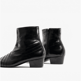 Club Cubano SALVATORE Mens Leather Cuban Heel Boots Black