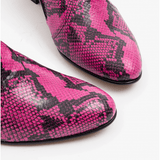 Club Cubano EMMANUEL Mens Snakeprint Leather Cuban Heel Boots Neon Magenta